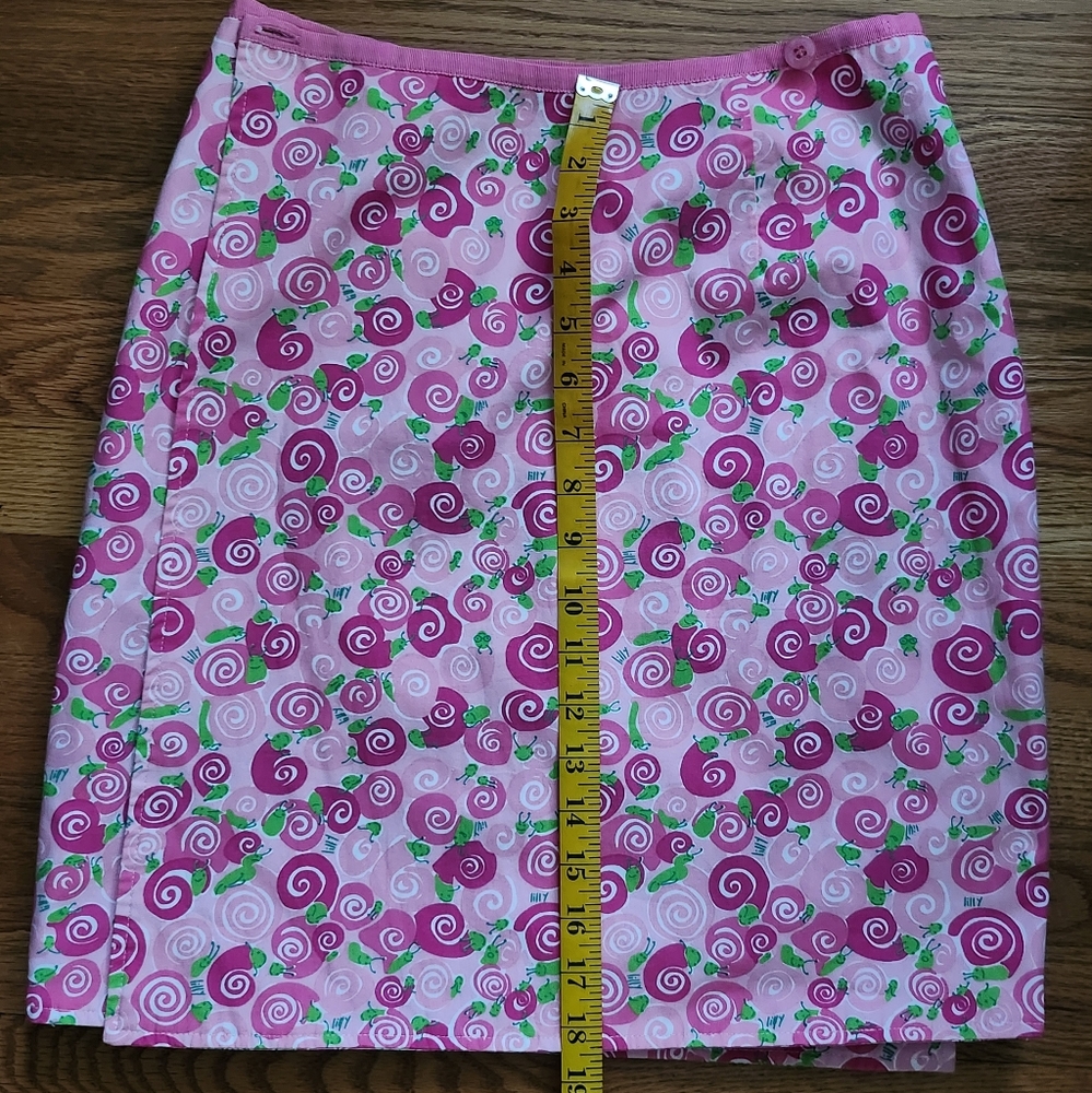 Lilly Pulitzer Reversible Pink Snail/ Green Palm&Pink Elifant Wrap Skirt… - Picture 8 of 12
